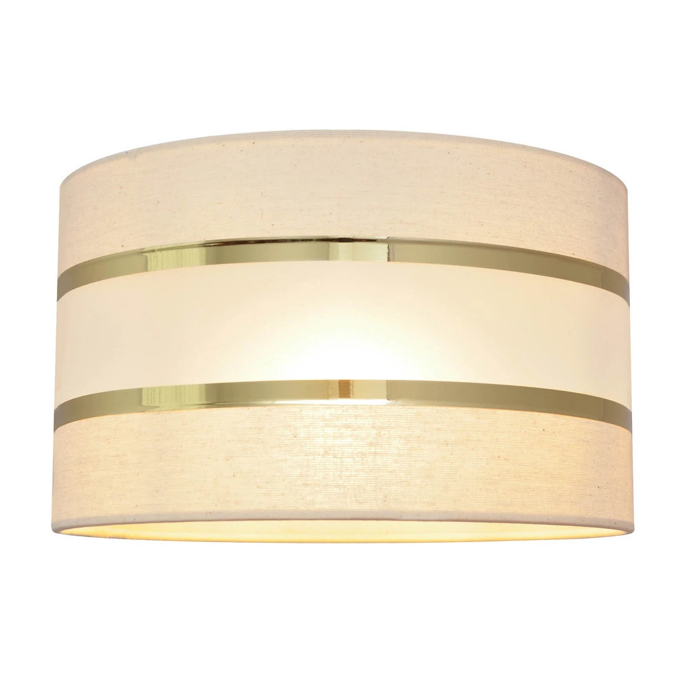 Abat-jour Helen E27 Ø25/H15 cm écru-doré avec ampoule LED incluse