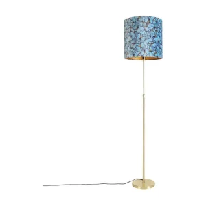 Lampadaire or / laiton avec abat-jour velours papillons 40/40 cm - Parte | Dimmable | Haute luminosité