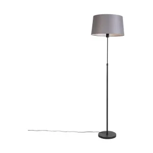 Lampadaire noir avec abat-jour lin gris sombre 45 cm - Parte