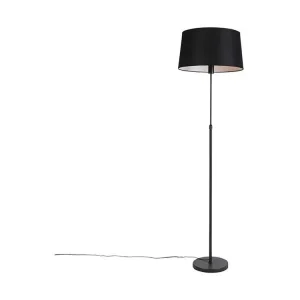 Lampadaire noir avec abat-jour en lin noir 45cm réglable - Parte avec Abat-Jour Inclus