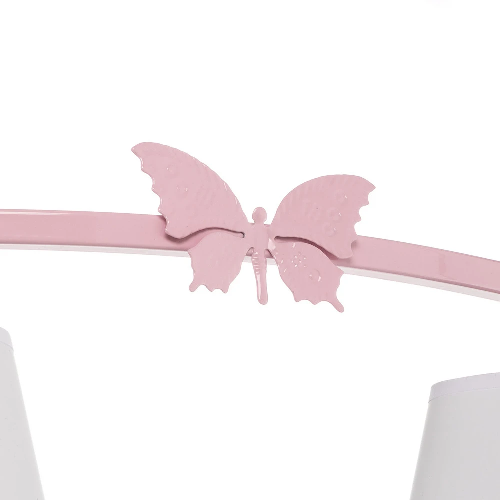 Plafonnier Alice, rose, 3 abat-jour en tissu blanc | Dimmable | Haute luminosité
