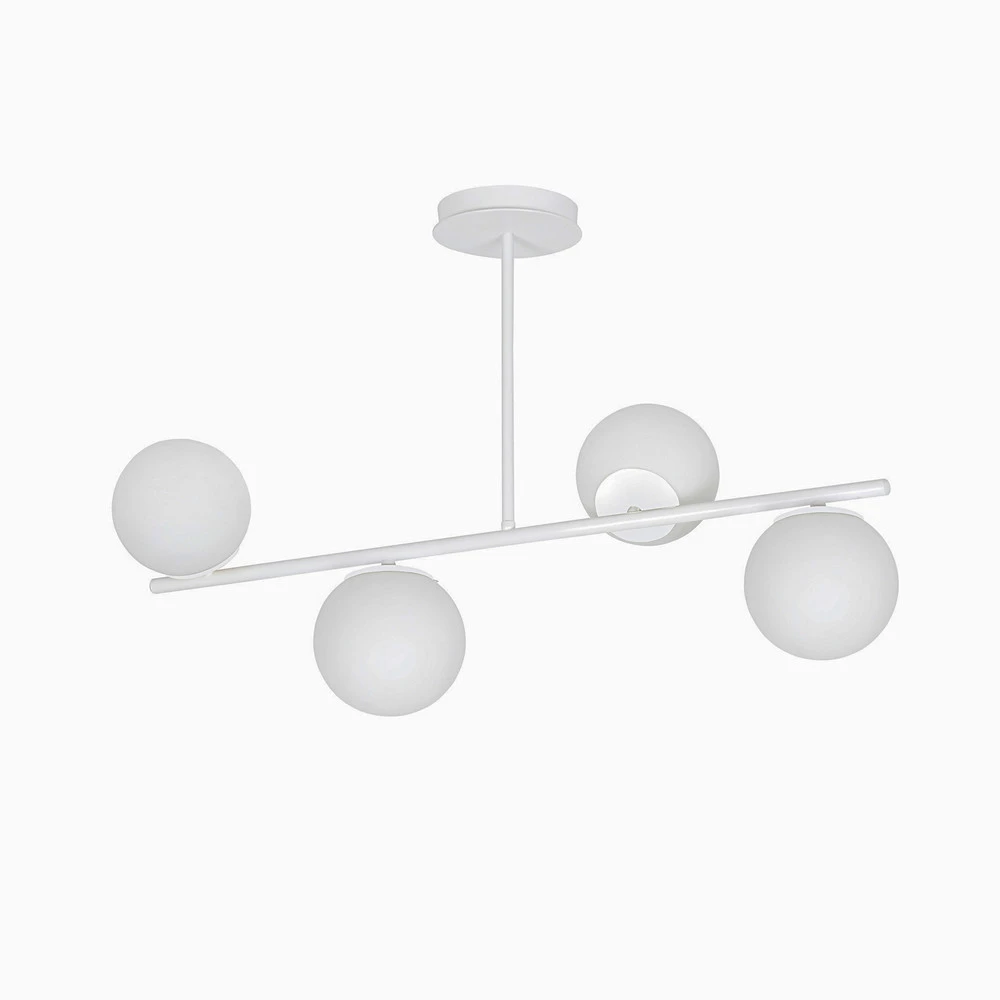 Plafonnier Kabo, 1 bras, blanc, à 4 lampes - Certifié CE