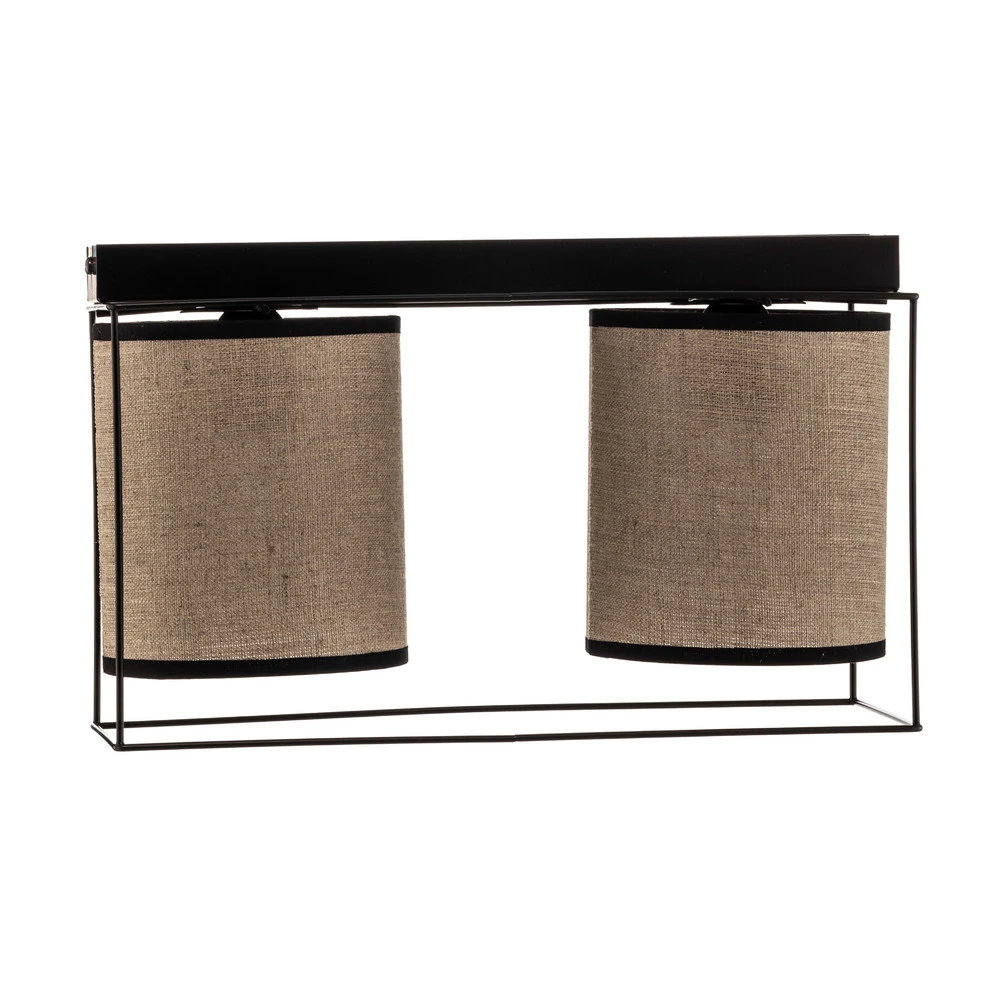 Plafonnier Tubo, abat-jour tissu, écru, 2 lampes
