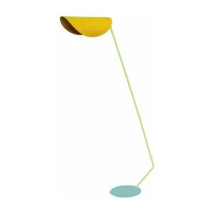 Suspension à abat-jour Lampadaire métal,abajour ovale jaune 170 cm.