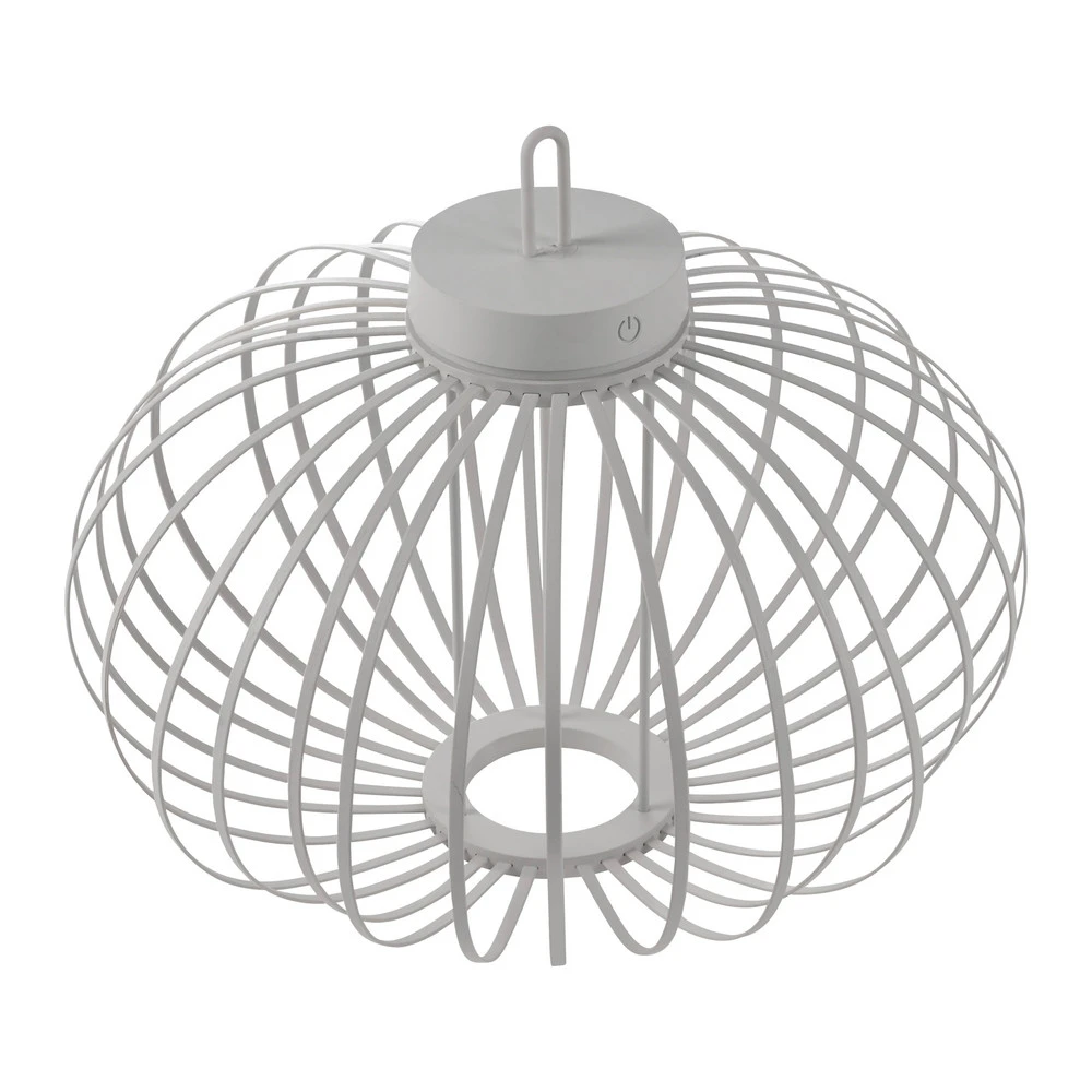 JUST LIGHT. Lampe de table LED à autonomie renouvelable Akuba, blanc, 37 cm, bambou avec capteur de mouvement