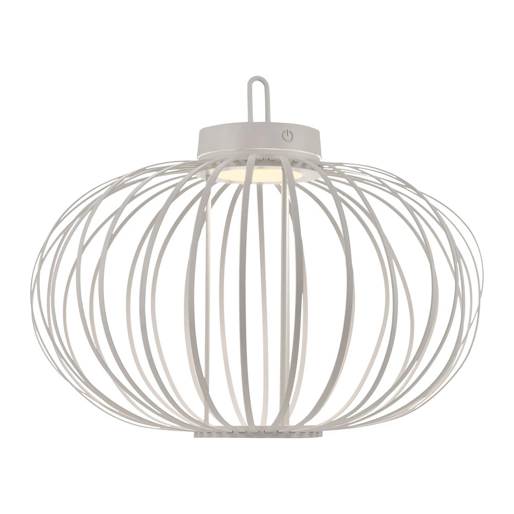 JUST LIGHT. Lampe de table LED à autonomie renouvelable Akuba, blanc, 37 cm, bambou avec capteur de mouvement