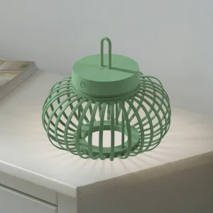 Lanterne murale JUST LIGHT. Lampe de table LED à autonomie renouvelable Akuba, vert, 22 cm, bambou