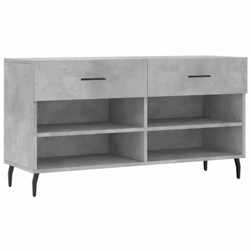 Banc à chaussures bottes commode étagère meuble entrée rangement 102 x 35 x 55 cm bois d'ingénierie gris 02_0022969 Dimens...