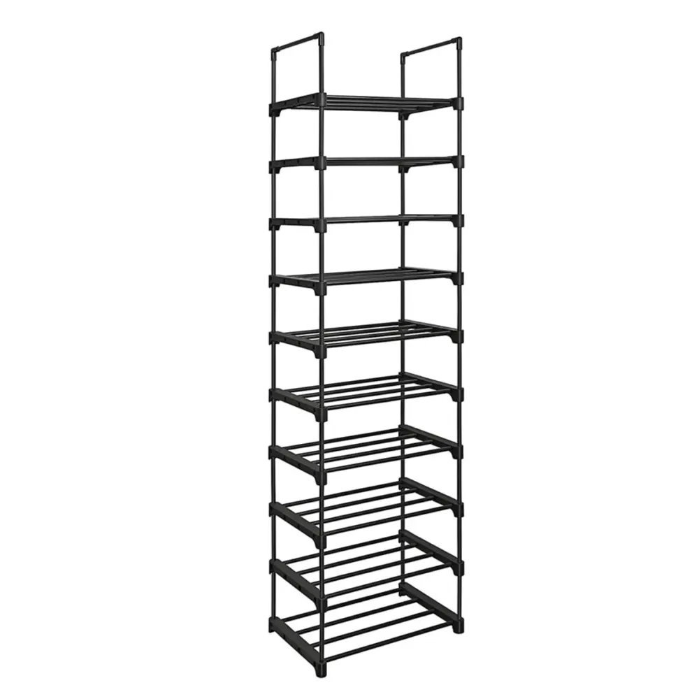 Coffre de rangement Étagère à chaussures à 10 niveaux meuble de rangement polyvalent cadre en fer personnalisable peu enco...