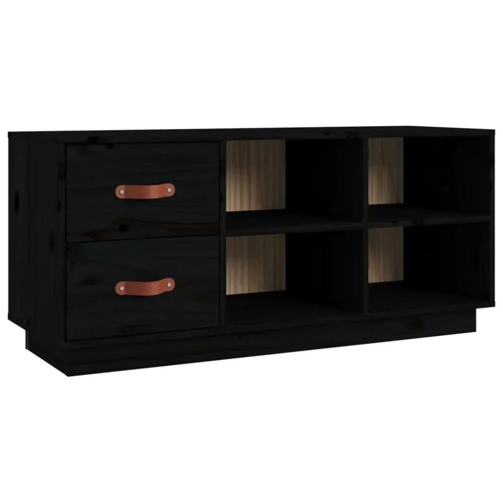 Garantie 5 Ans Banc à chaussures bottes commode étagère meuble entrée rangement 100 x 34 x 45 cm bois de pin massif noir 0...