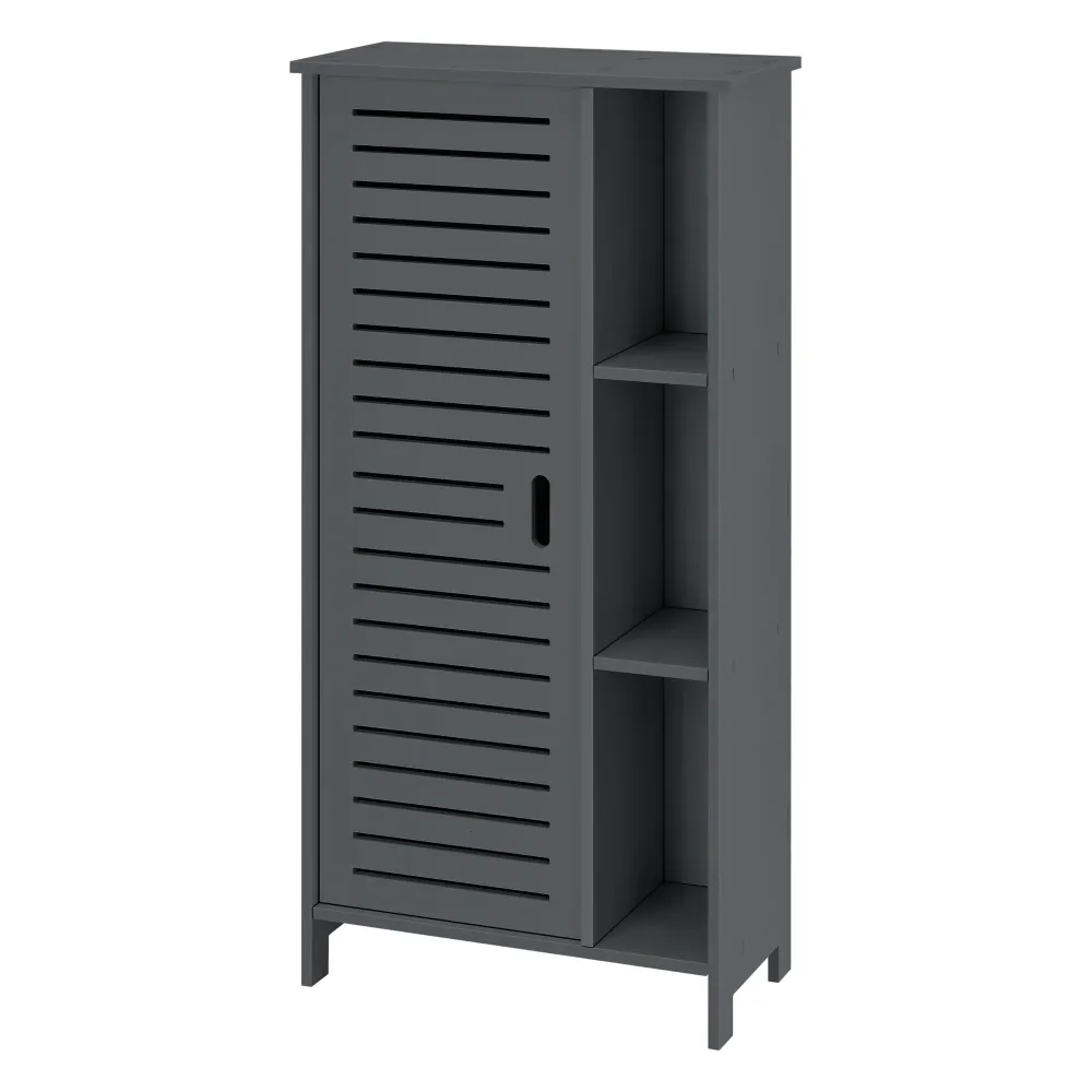 Meuble colonne pour salle de bain meuble de rangement à porte avec 3 étagères avec compartiments de stockage fermés bois c...