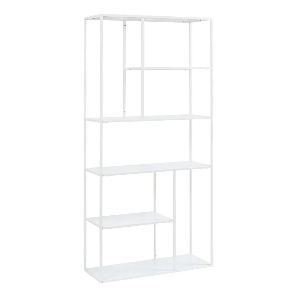 Étagère design intemporel salon chambre meuble de rangement autoportante 188 x 90 x 30 cm acier blanc 03_0011156 avec 10 c...