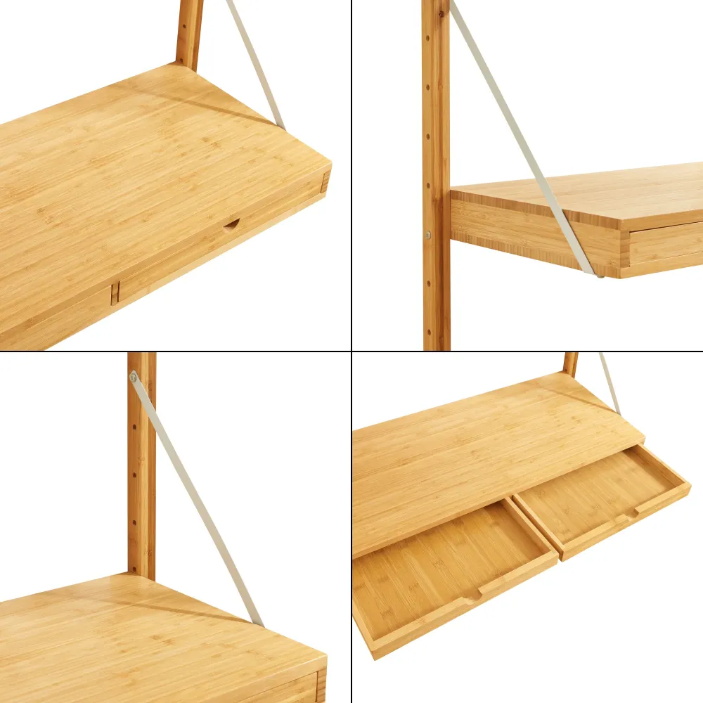 Étagère design intemporel salon chambre meuble de rangement murale 85 x 85 x 36 cm bambou naturel 03_0011299 (Capacité 150 L)