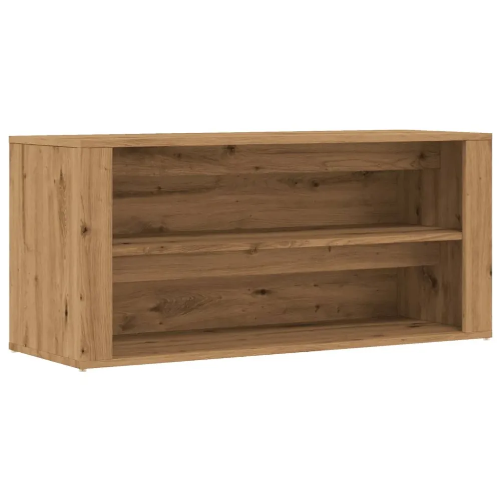 Étagère de garage Banc à chaussures bottes commode étagère meuble entrée rangement artisanal 100 x 35 x 45 cm bois d'ingén...