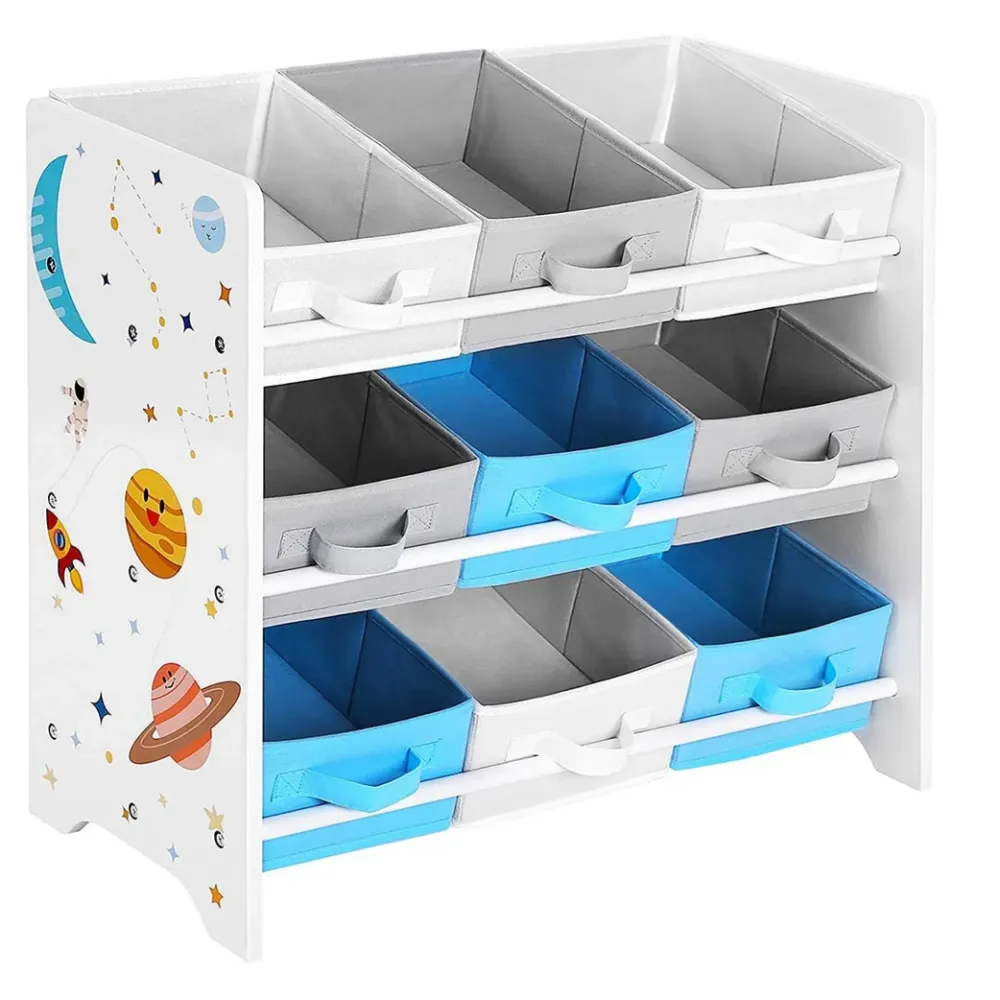 Étagère de rangement enfant pour jouets et livres 9 boîtes amovibles tissu non-tissé pour chambre d’enfant salle de jeux g...