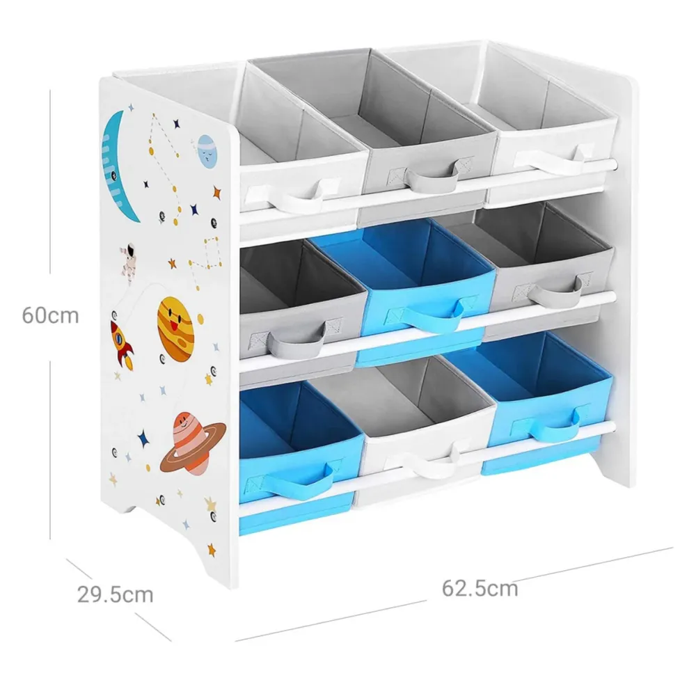 Étagère de rangement enfant pour jouets et livres 9 boîtes amovibles tissu non-tissé pour chambre d’enfant salle de jeux g...