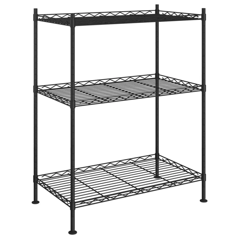 Étagère de rangement 3 niveaux 60 x 35 x 76 cm 150 kg noir 02_0045690 Facile à assembler