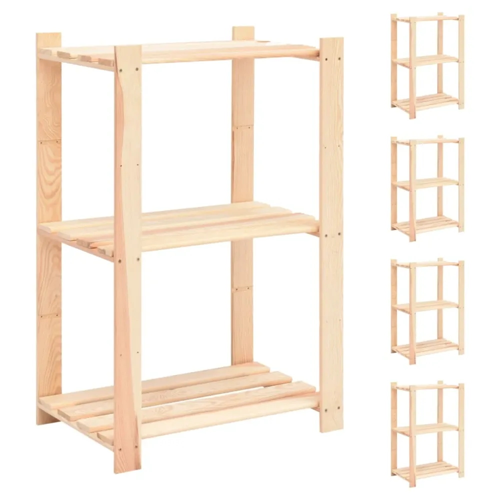 Étagères meubles de rangement à 3 niveaux 5 pièces 60 x 38 x 90 cm Pin 150 kg chamois 02_0045725