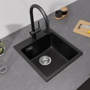 Cecipa max 40x45cm Evier de Cuisine en Quartz et Résine Evier 1 Bac à Encastrer Evier de Cuisine 1 cuve Sans Distributeur...