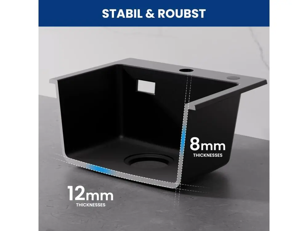 Cecipa max 40x45cm Evier de Cuisine en Quartz et Résine Evier 1 Bac à Encastrer Evier de Cuisine 1 cuve Sans Distributeur...