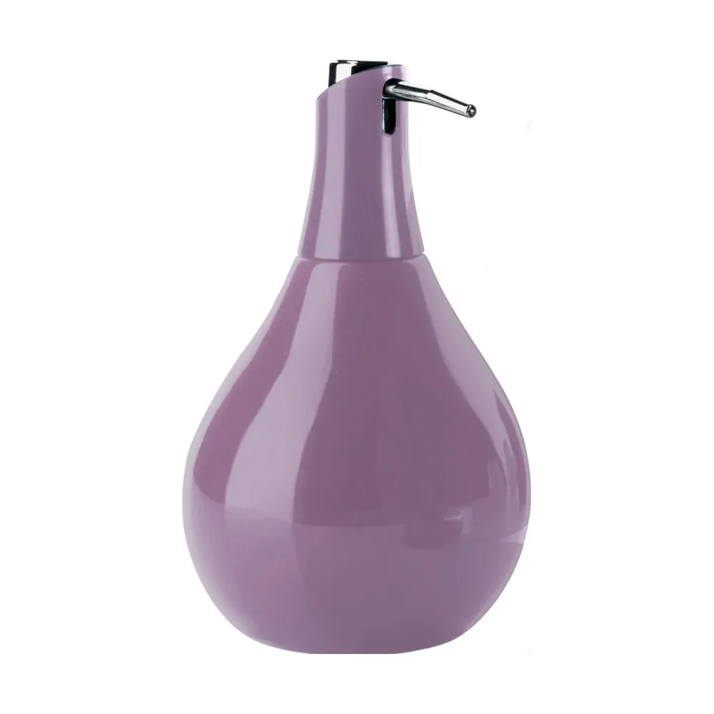 Distributeur de savon en céramique avec distributeur en plastique chromé Gedy modèle Azalée - Lilas