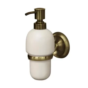 Ecru Retro salle de bains en laiton antique poignée murale + distributeur de savon liquide en céramique