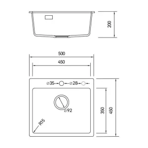 Evier Quartz Gris 50x45cm Cecipa max Evier 1 Bac Evier de Cuisine en Granit, Evier à Encastrer 1 Vasque (Sans Distributeur...