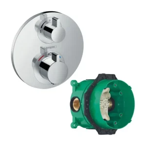 HANSGROHE Facade pour mitigeur thermostatique encastré Ecostat S avec robinet d'arrêt et inverseur chromé avec Corps...