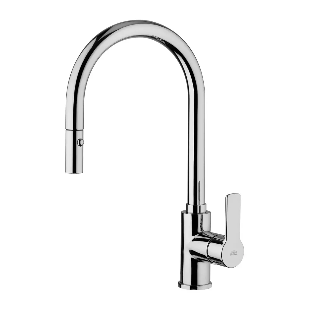 Inox Brossé Premium Mitigeur évier latéral douchette extractible série Red modèle RED285CR chromé Paffoni