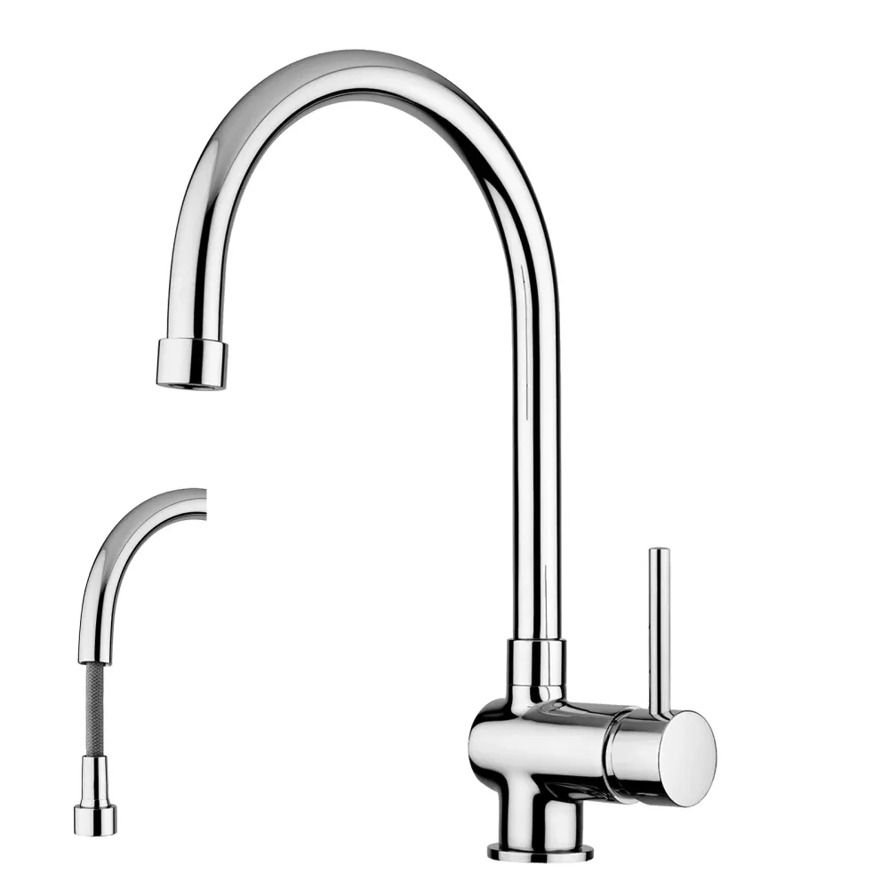 Mitigeur évier cuisine avec douchette extractible modèle SK185CR par Paffoni compatible avec la plupart des Éviers
