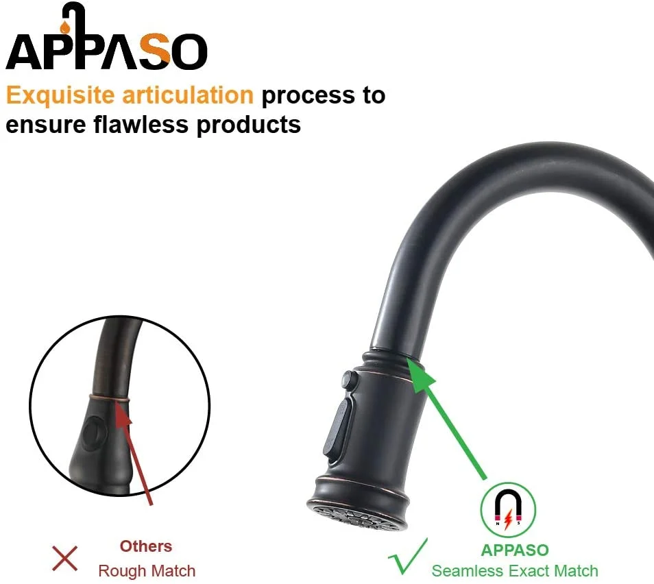 APPASO 3-Fonction Pull Down Kitchen Robinet Spray Tête Remplacement Huile frottée Cuivre étain APSP135ORB