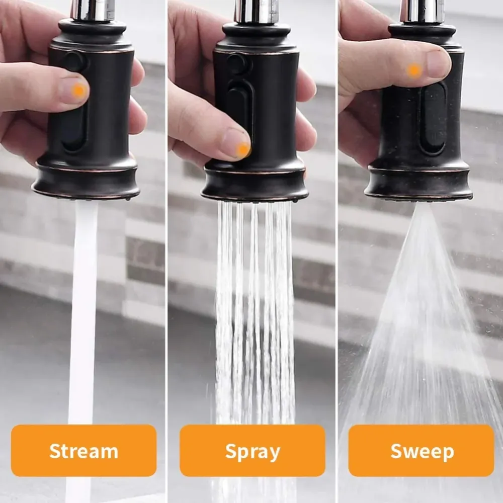 APPASO 3-Fonction Pull Down Kitchen Robinet Spray Tête Remplacement Huile frottée Cuivre étain APSP135ORB