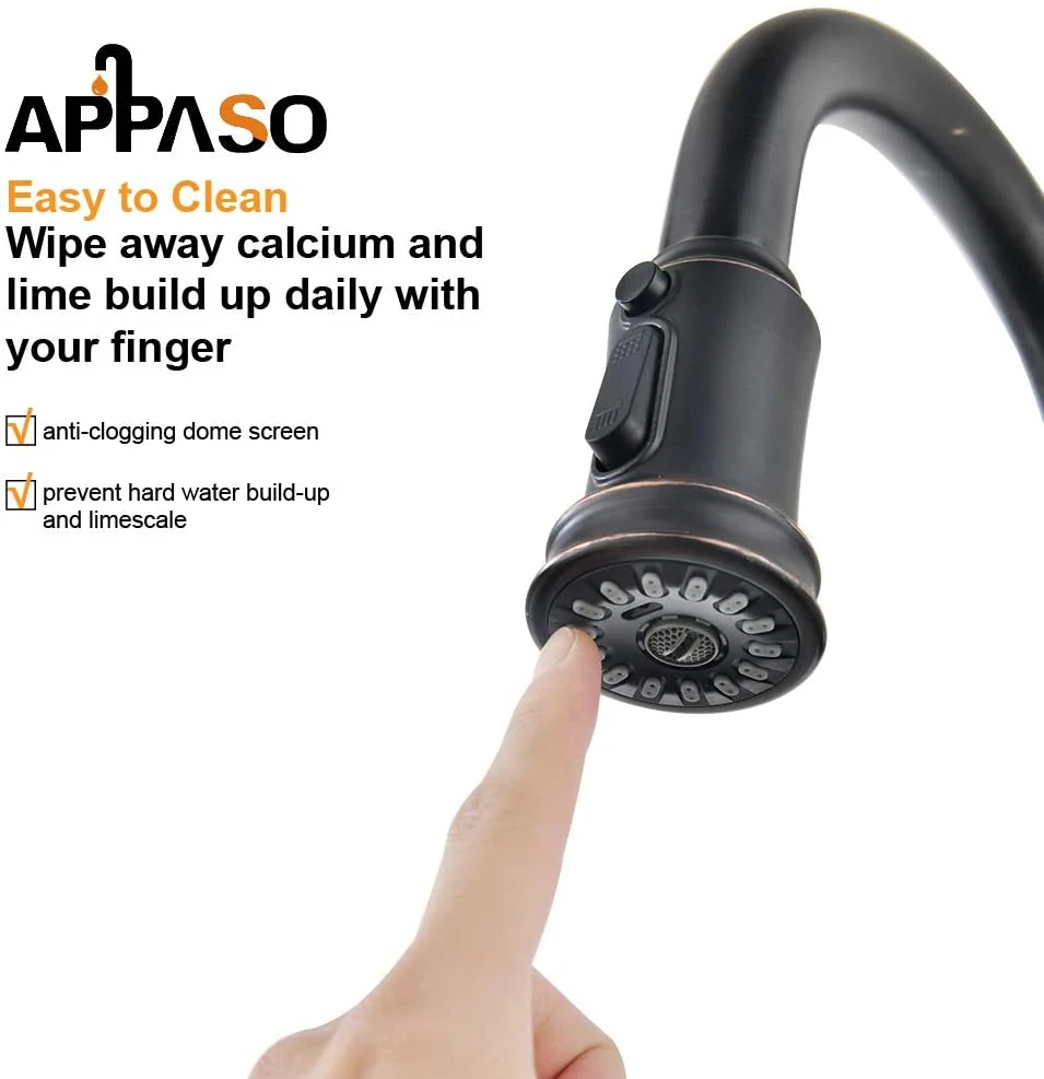 APPASO 3-Fonction Pull Down Kitchen Robinet Spray Tête Remplacement Huile frottée Cuivre étain APSP135ORB