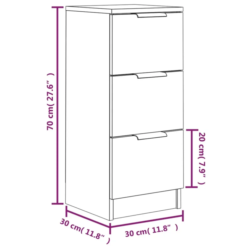 Buffet bahut commode armoire meuble de rangement organisateur cuisine salle de séjour salonsonoma 30 x 30 x 70 cm bois d'i...