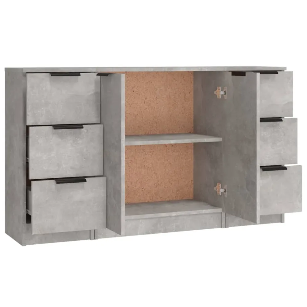 Buffet bahut commode armoire meuble de rangement organisateur cuisine salle de séjour salons 3 pcs bois d'ingénierie gris...