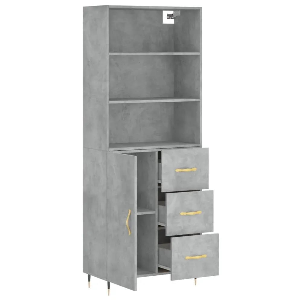 Buffet bahut commode armoire meuble de rangement organisateur cuisine salle de séjour salon haut 69,5 x 34 x 180 cm bois d...