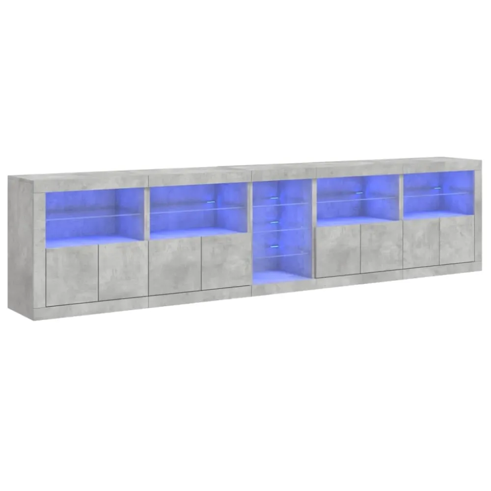 Buffet bahut commode armoire meuble de rangement organisateur cuisine salle de séjour salon avec lumières LED 283 x 37 x 6...