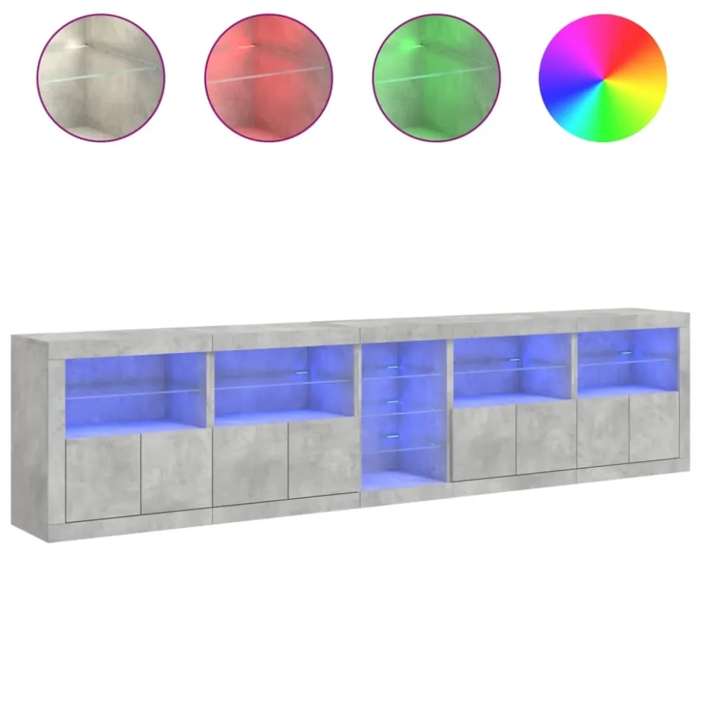 Buffet bahut commode armoire meuble de rangement organisateur cuisine salle de séjour salon avec lumières LED 283 x 37 x 6...