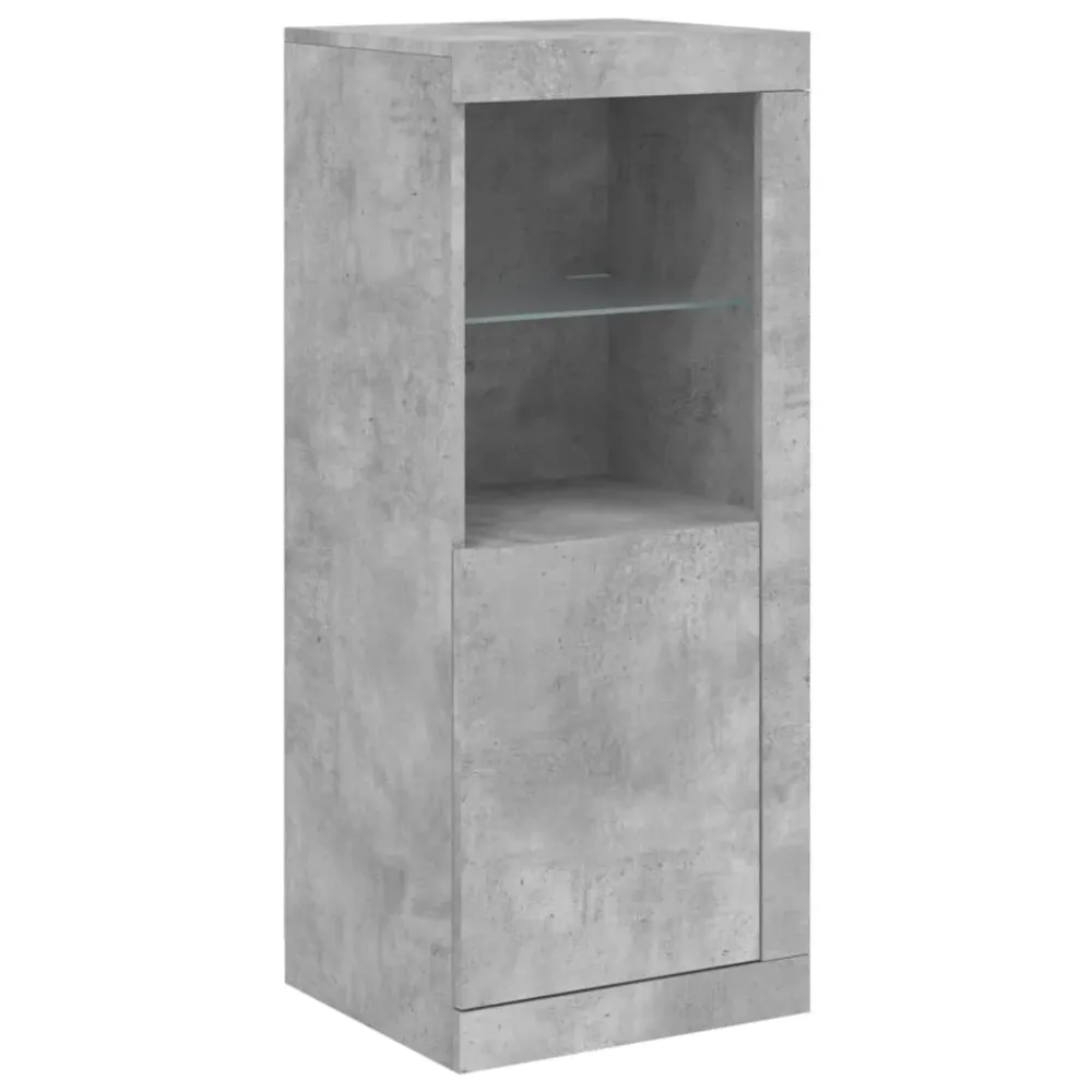 Buffet bahut commode armoire meuble de rangement organisateur cuisine salle de séjour salon avec lumières LED 3 pcs bois d...