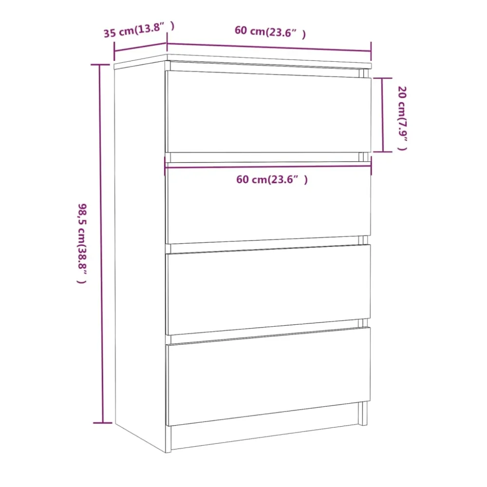 Buffet bahut commode armoire meuble de rangement organisateur cuisine salle de séjour salonsonoma 60 x 35 x 98,5 cm bois d...