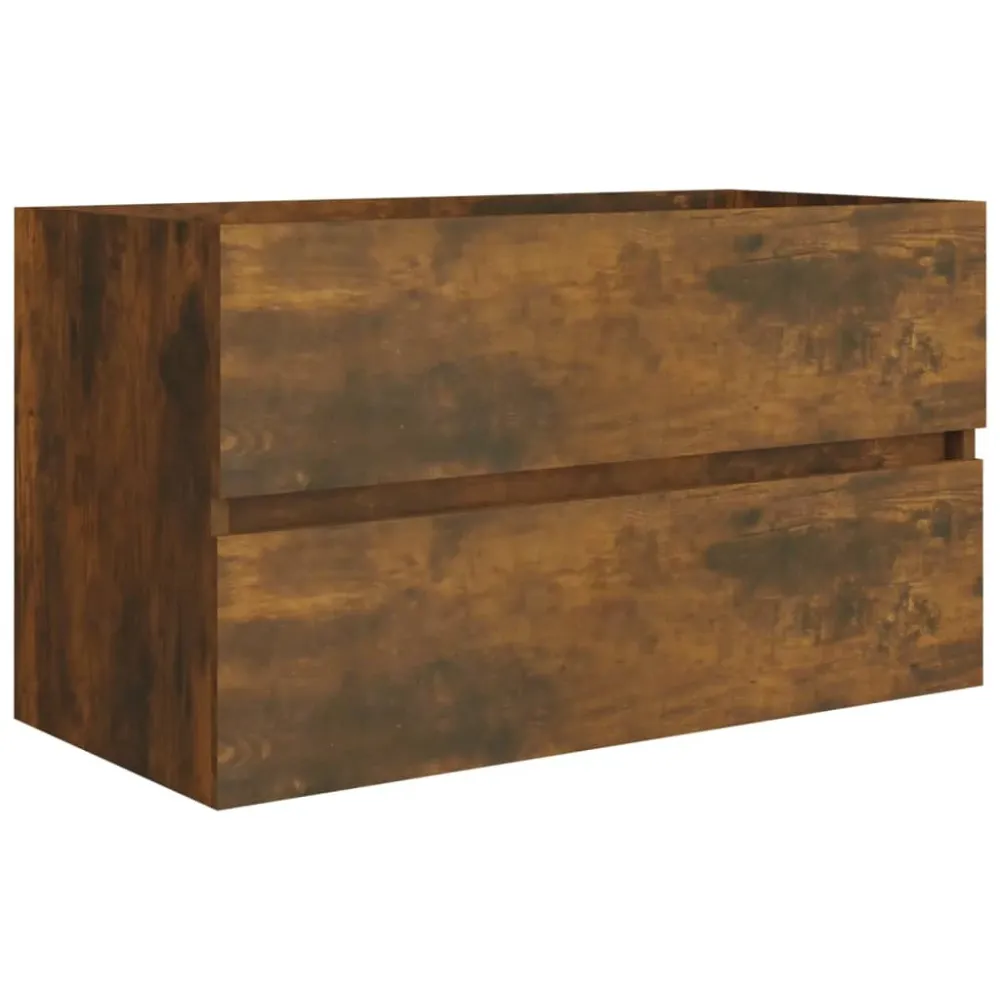 Meuble d'évier sous lavabo salle de bain avec bassin intégré et robinet 81 x 39 x 18 cm bois d'ingénierie marron 02_0006874