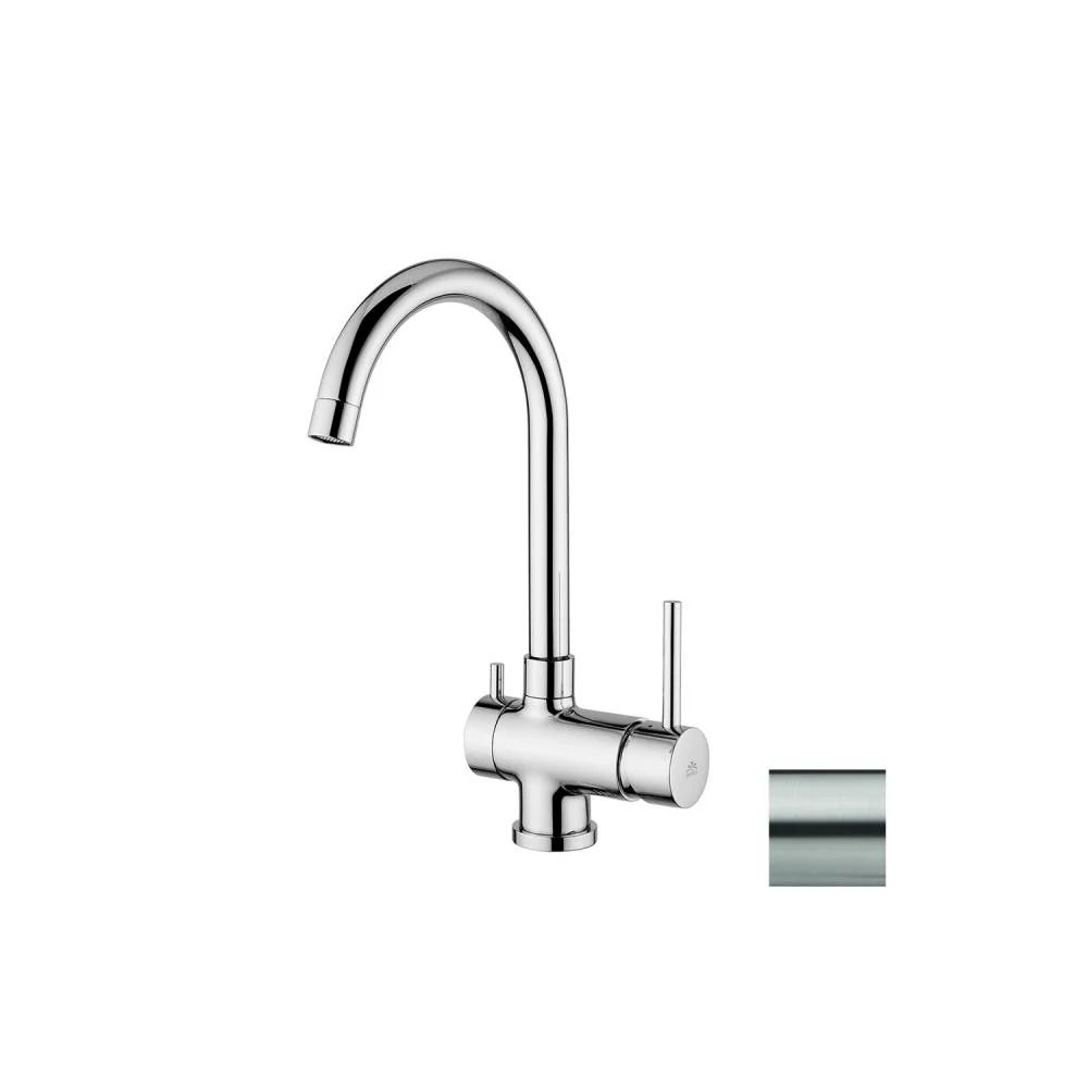 Mitigeur de cuisine série Stick modèle SK184ST avec raccord lave-vaisselle aspect acier Paffoni
