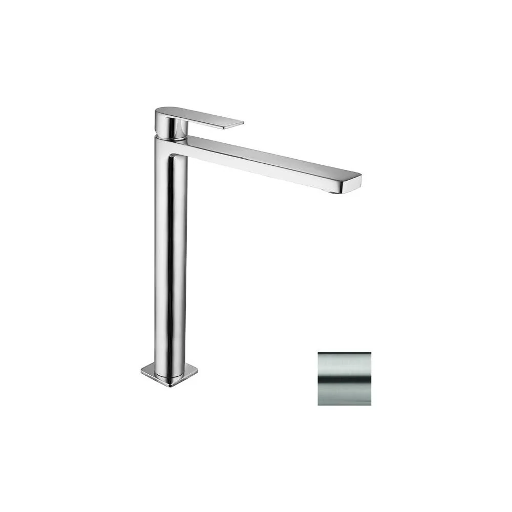 Mitigeur lavabo prolongé sans vidage série Tango modèle TA081ST aspect acier Paffoni avec Garantie 5 Ans