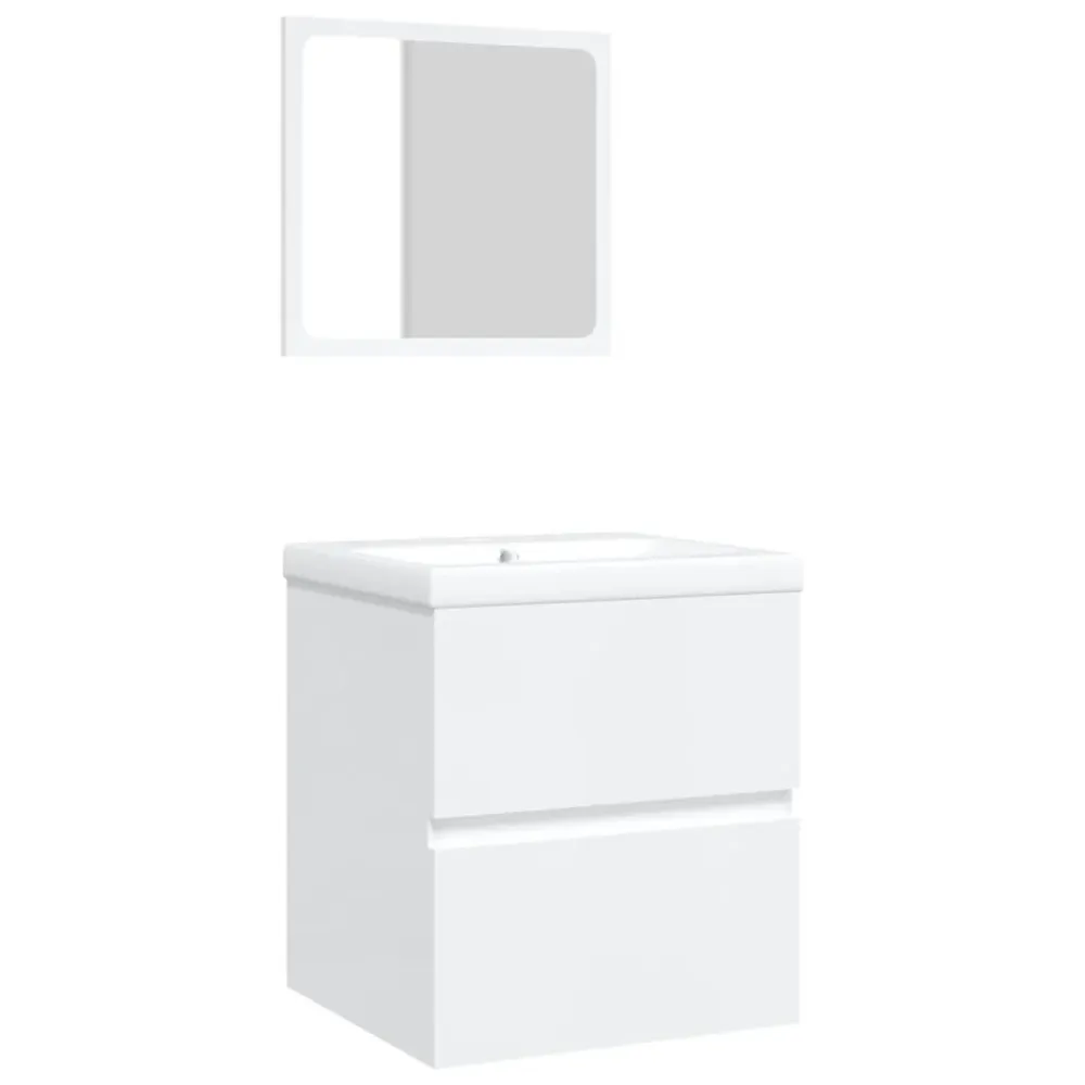 Robinet de lavabo Armoire lavabo de salle de bain 42 x 39 x 18 cm avec bassin et miroir blanc 02_0006639
