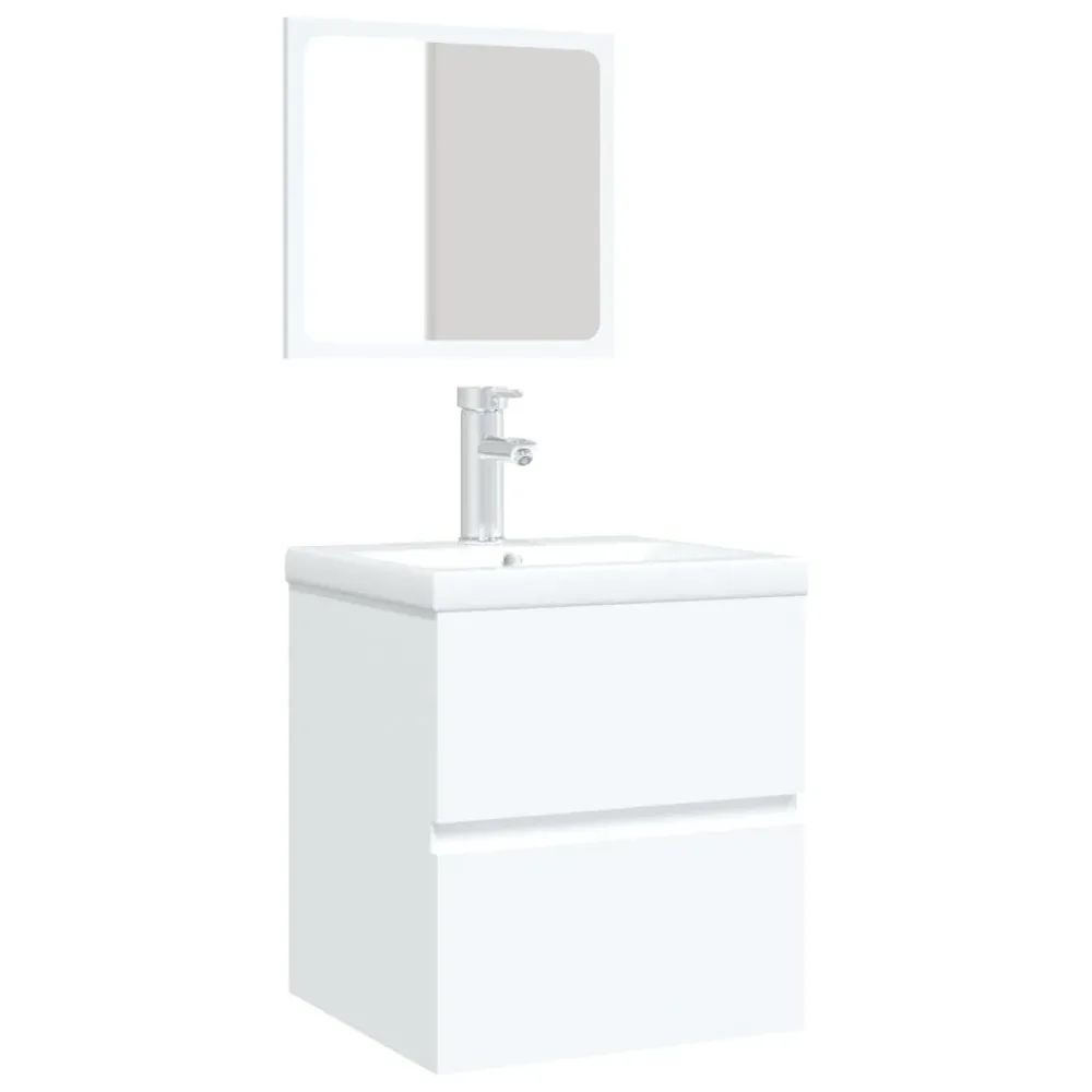 Robinet de lavabo Armoire lavabo de salle de bain 42 x 39 x 18 cm avec bassin et miroir blanc 02_0006639