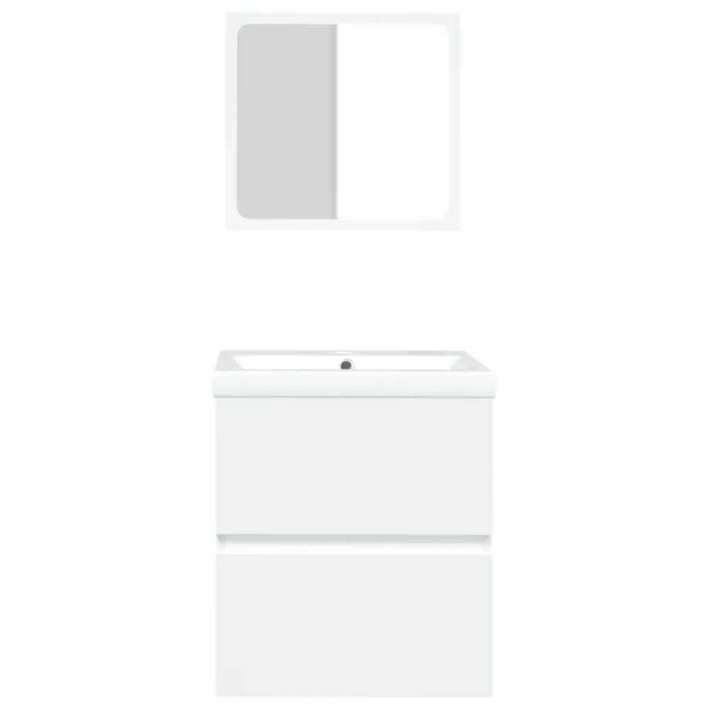 Robinet de lavabo Armoire lavabo de salle de bain 42 x 39 x 18 cm avec bassin et miroir blanc 02_0006639