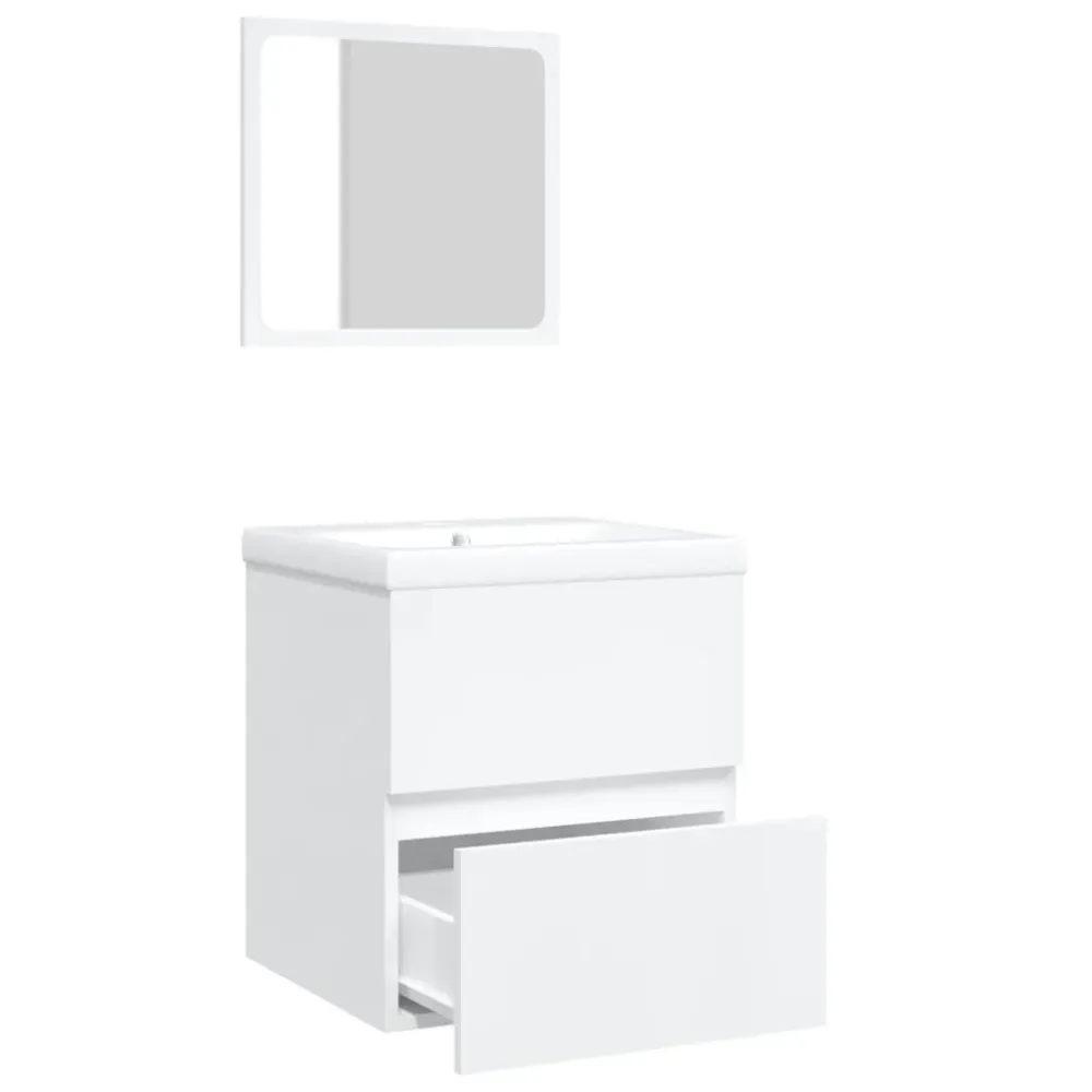 Robinet de lavabo Armoire lavabo de salle de bain 42 x 39 x 18 cm avec bassin et miroir blanc 02_0006639