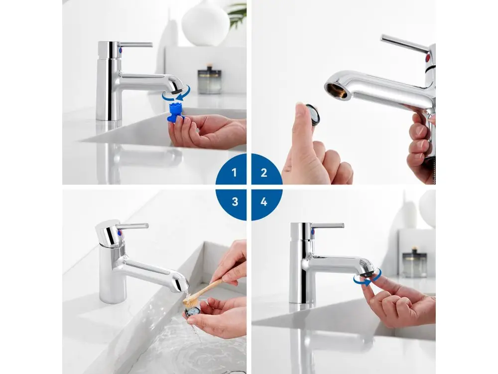 Robinet lavabo avec Adaptable Raccordement,Mitigeur Salle Bain Eau Froide/Chaude+Ensemble Salle Bain Accessoire 6 Pièces,A...