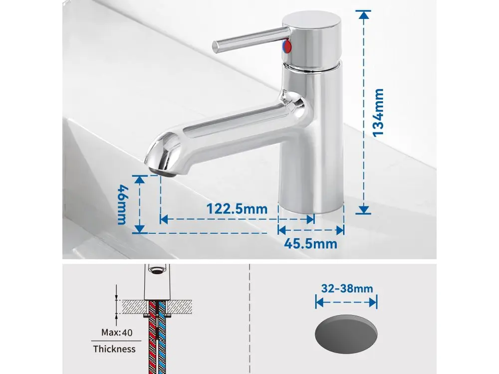 Robinet lavabo avec Adaptable Raccordement,Mitigeur Salle Bain Eau Froide/Chaude+Ensemble Salle Bain Accessoire 6 Pièces,A...