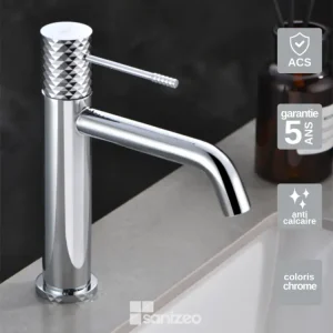 Robinet Mitigeur de Lavabo anti-calcaire Bec Bas Chromé IMEX Sanizéo GENOVA BDG053-1 Installation Rapide